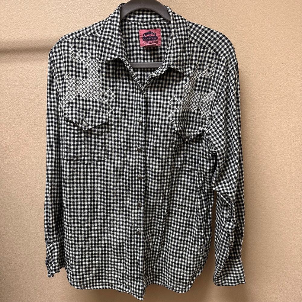 Cambridge Countrywear Retro Western Gingham Print Button Up Long Sleeve SZ XL